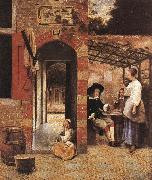 Drinkers in the Bower af HOOCH, Pieter de